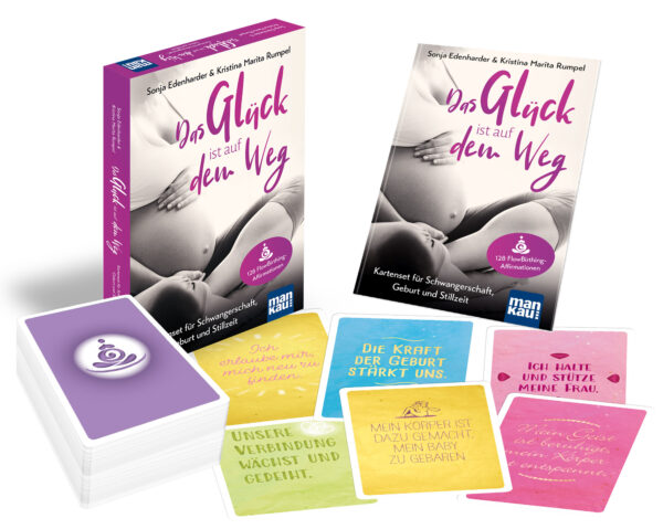Affirmationskarten Box zum mentalen Training für die Geburt mit Beispielkarten
